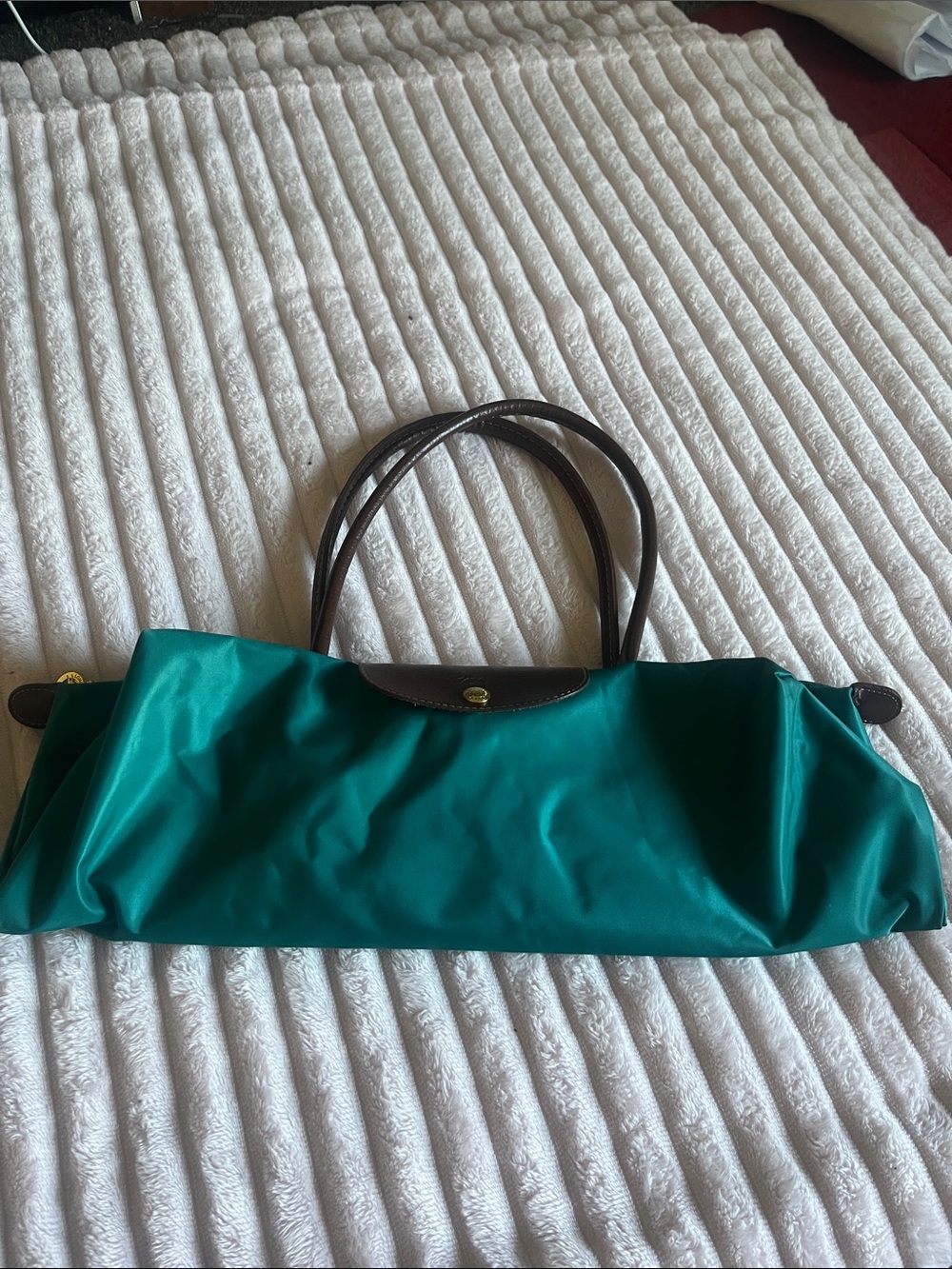 Longchamp Foldable Tote Bag Large Capacity Green Nylon New From Japan - Picture 5 of 8